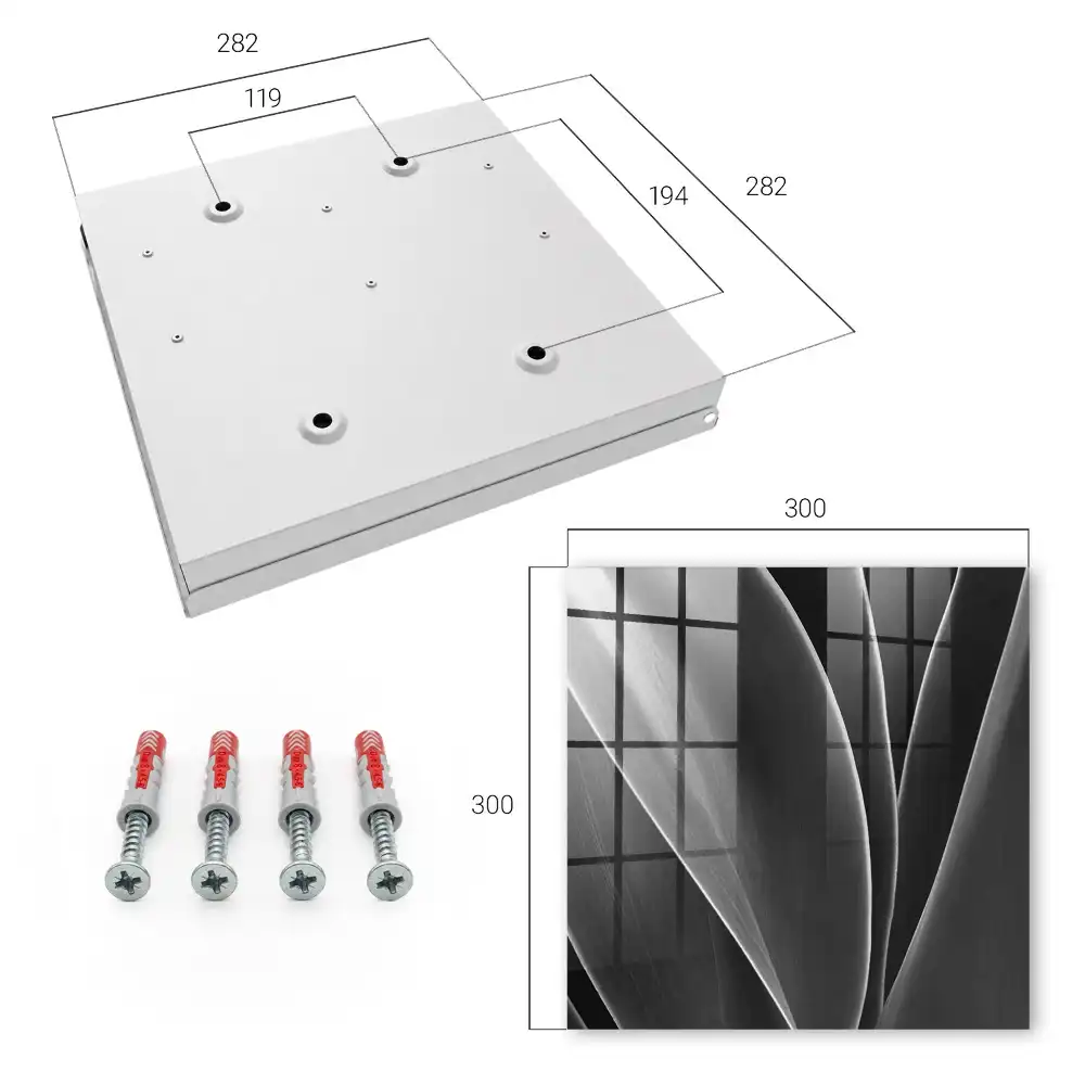 Armoire à clés feuilles noires et blanches dans une composition élégante