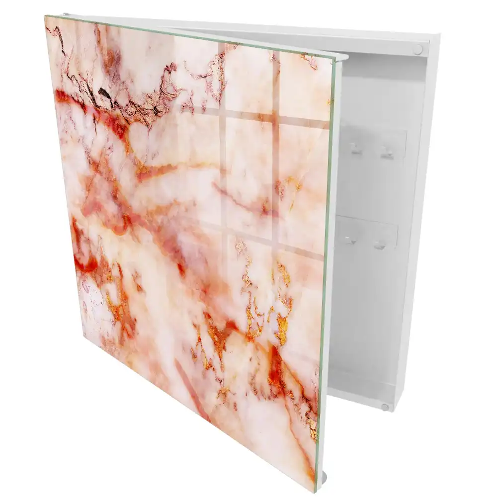 Boîte à clés murale élégance et luxe des motifs en marbre aux tons chauds