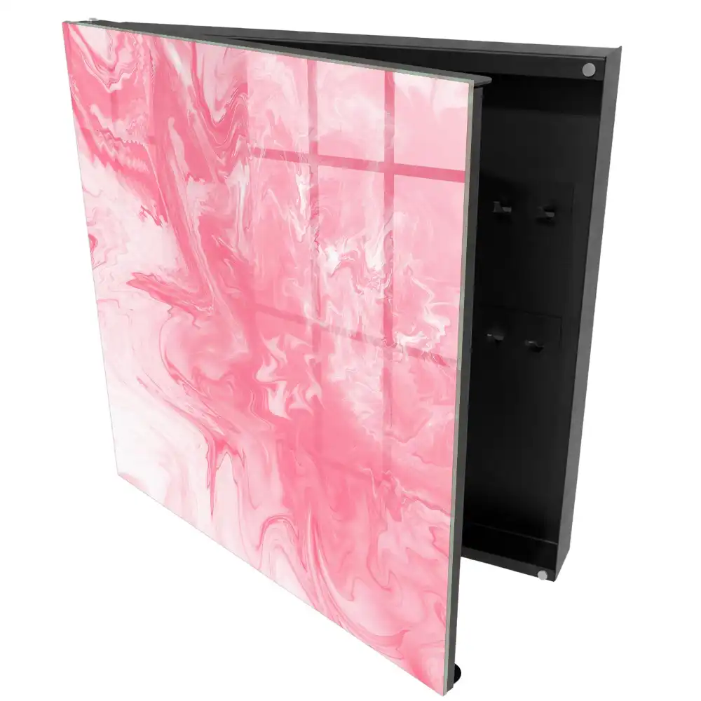 Boîte à clés murale rose abstrait dans une composition dynamique