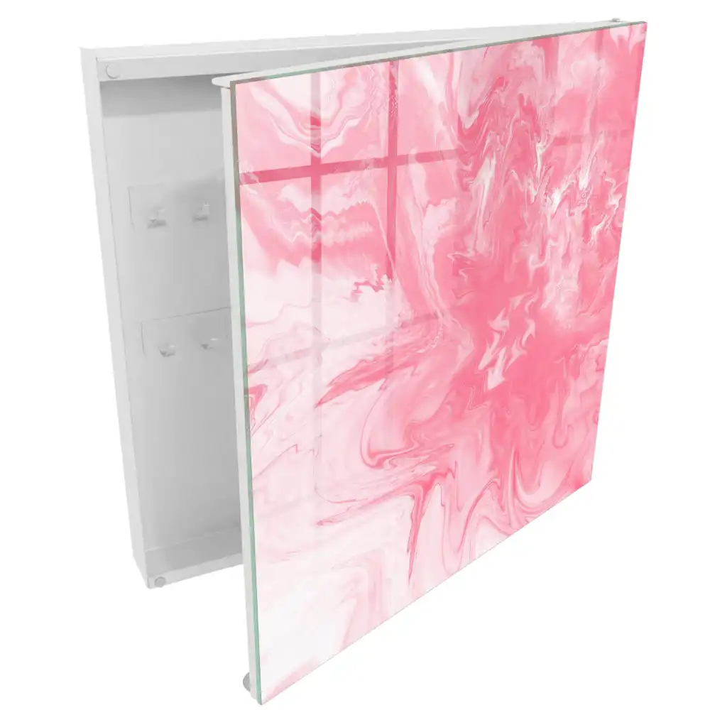 Boîte à clés murale rose abstrait dans une composition dynamique