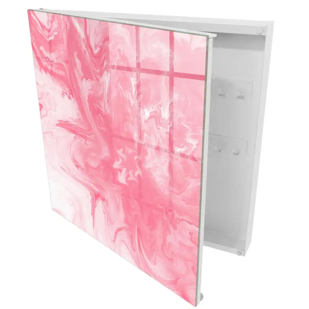 Boîte à clés murale rose abstrait dans une composition dynamique