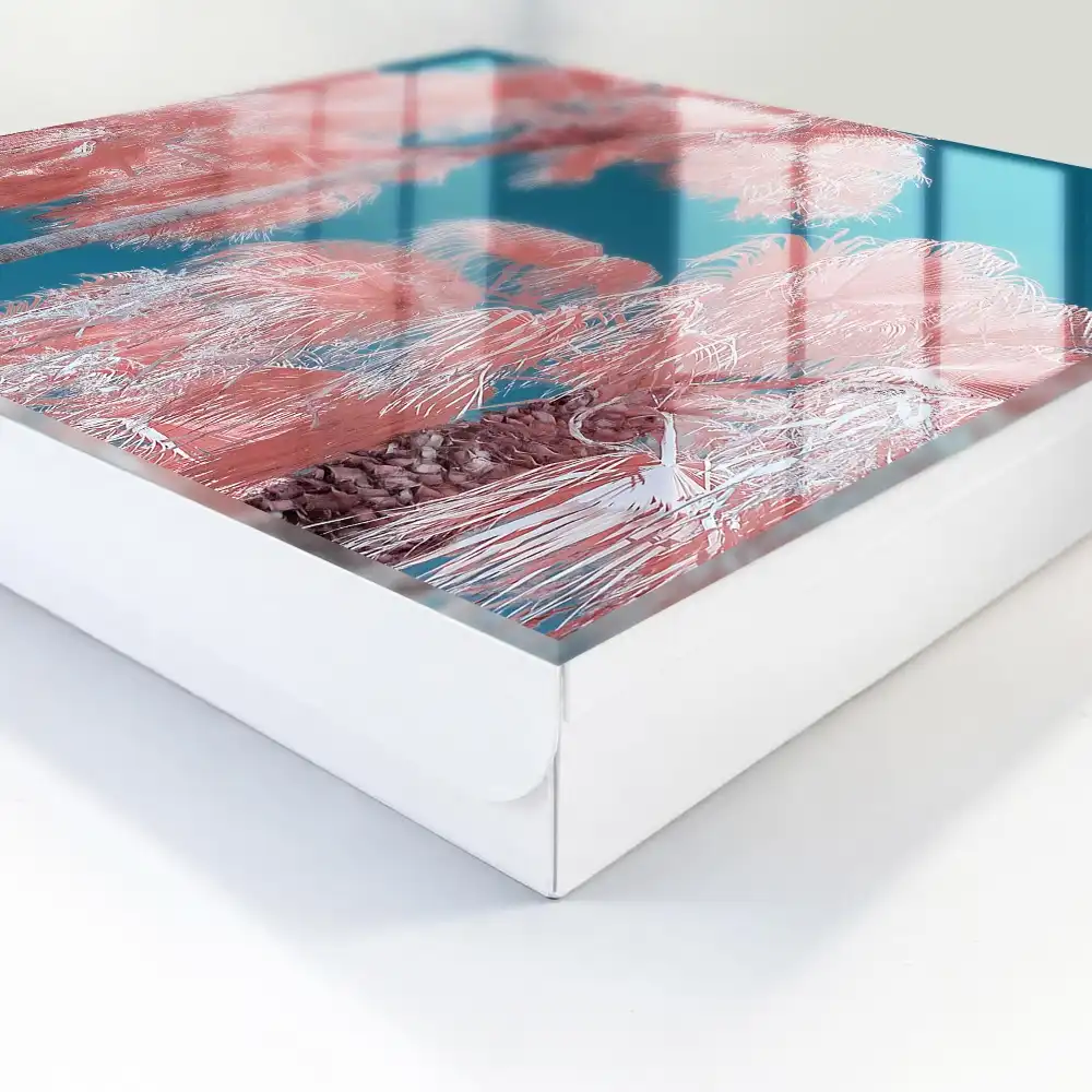 Boîte à clés palmiers roses sur fond bleu