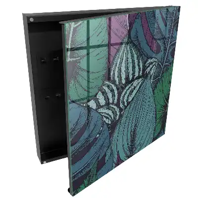Armoire à clés détails riches des feuilles dans des tons sombres