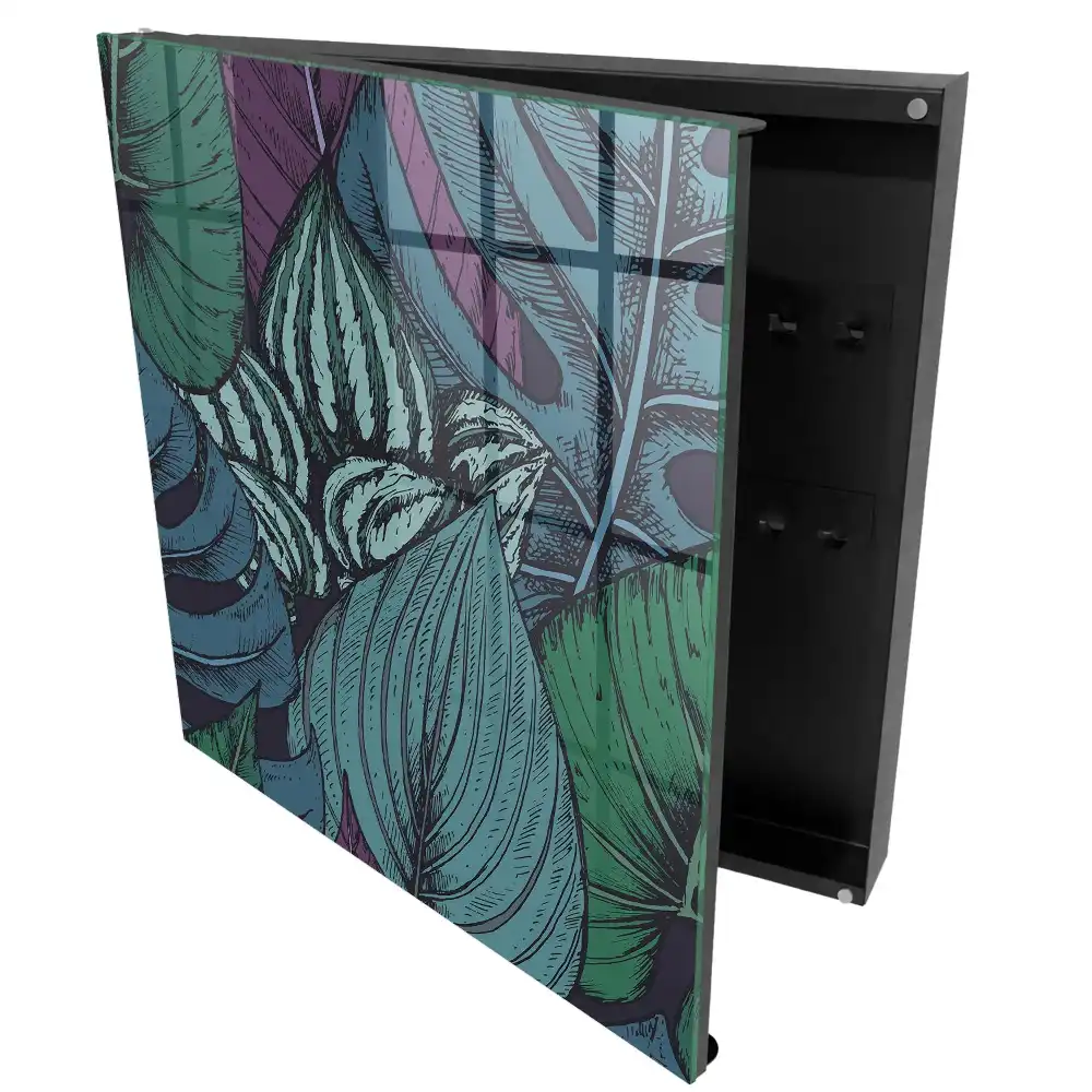 Armoire à clés détails riches des feuilles dans des tons sombres