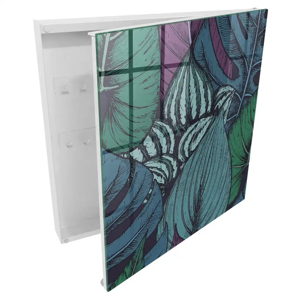 Armoire à clés détails riches des feuilles dans des tons sombres