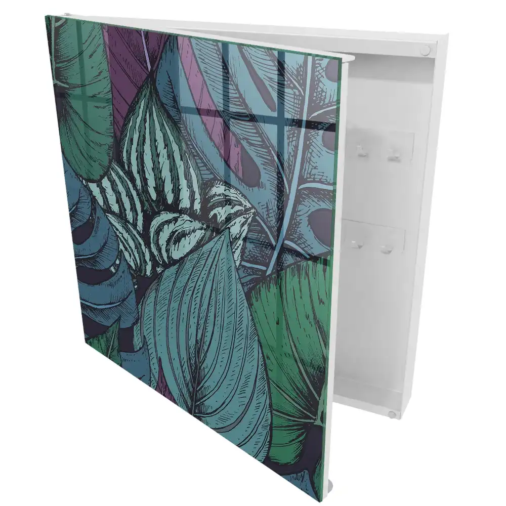 Armoire à clés détails riches des feuilles dans des tons sombres