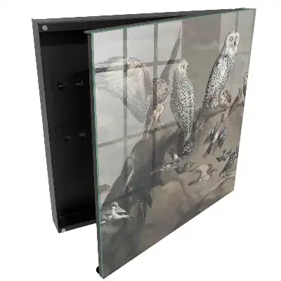 Armoire à clés une variété d'oiseaux sur un rocher pittoresque