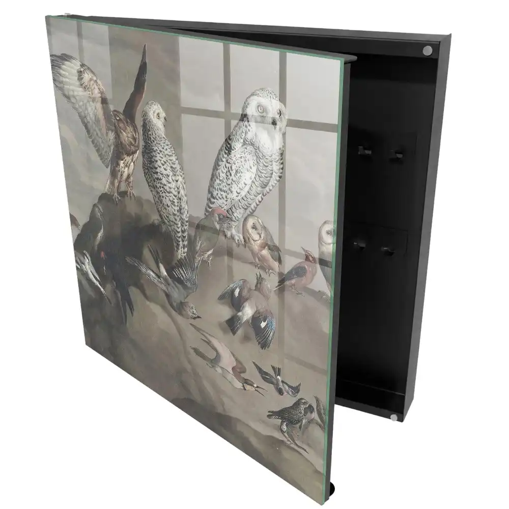 Armoire à clés une variété d'oiseaux sur un rocher pittoresque
