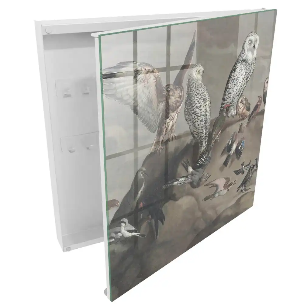 Armoire à clés une variété d'oiseaux sur un rocher pittoresque