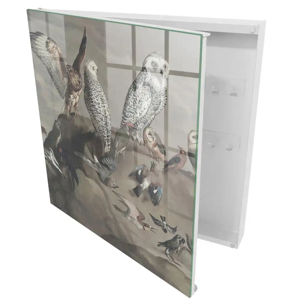 Armoire à clés une variété d'oiseaux sur un rocher pittoresque