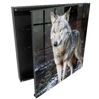 Boîte à clés un loup majestueux dans une forêt pleine de contrastes