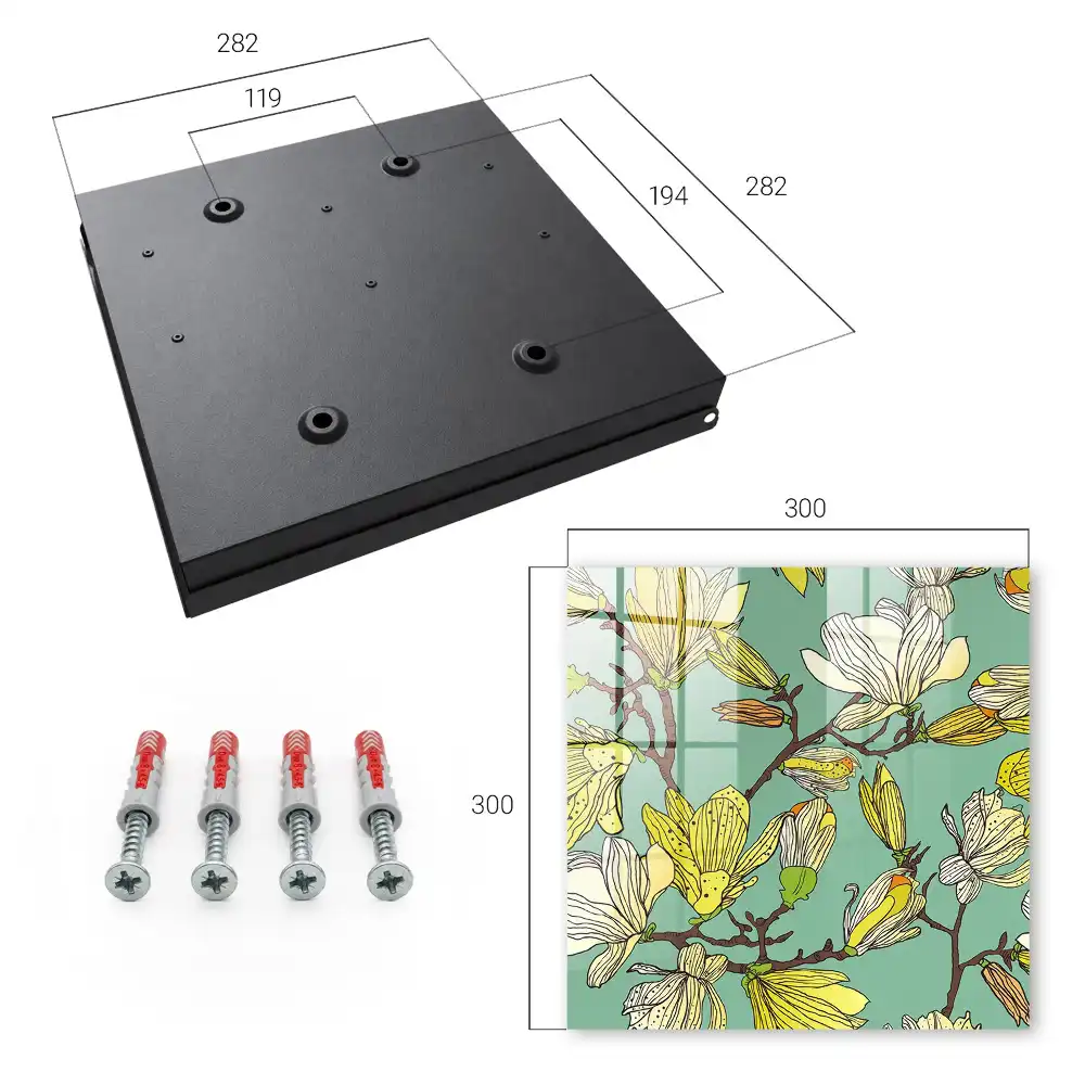 Armoire à clés magnolias jaunes sur fond vert