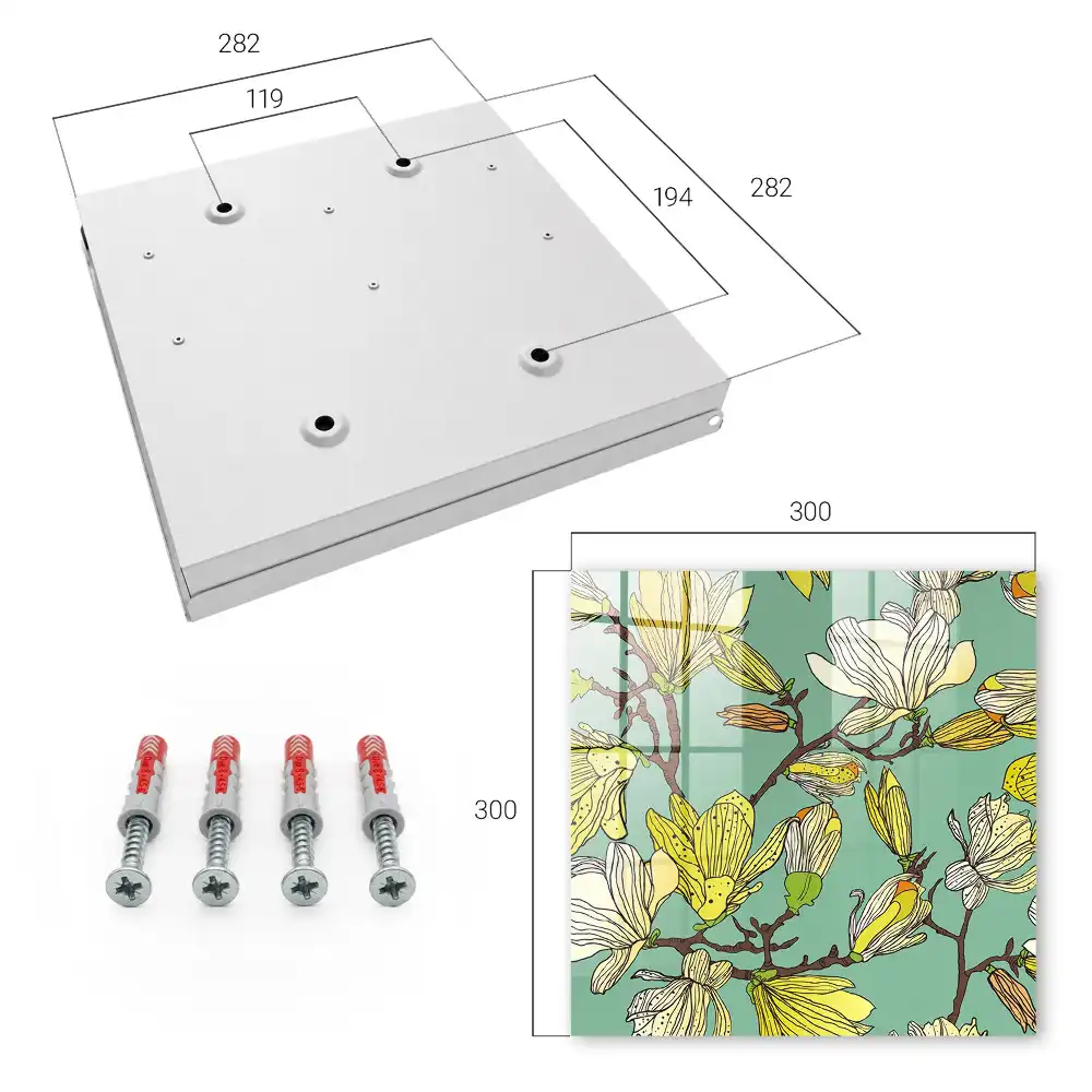 Armoire à clés magnolias jaunes sur fond vert