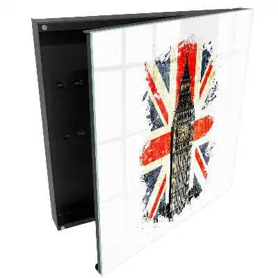 Armoire à clés tour de l'horloge avec le drapeau britannique en arrière-plan