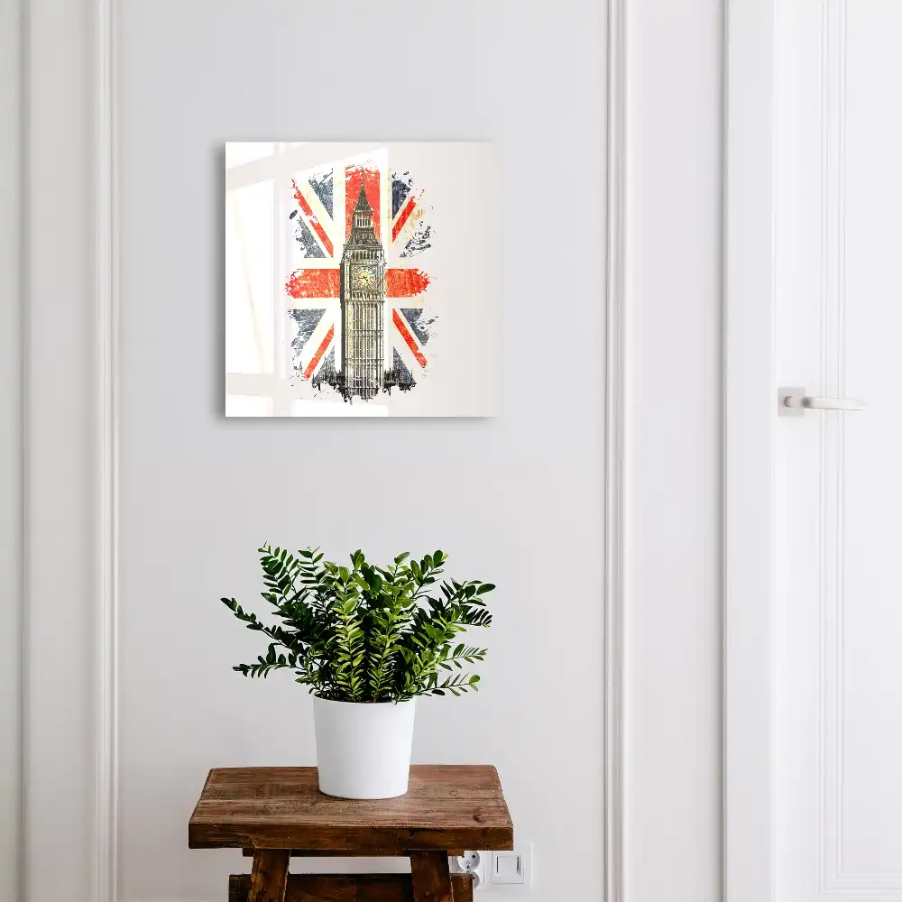 Armoire à clés tour de l'horloge avec le drapeau britannique en arrière-plan