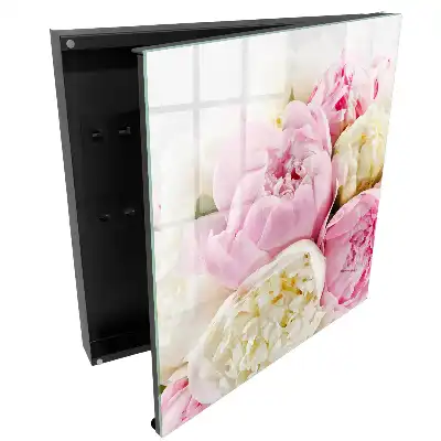 Boîte à clés murale pivoines délicates aux teintes pastel