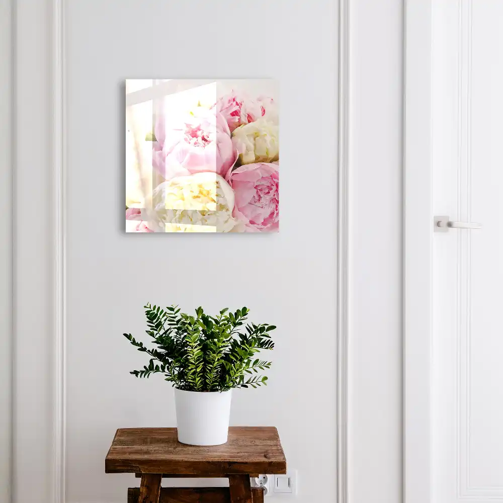 Boîte à clés murale pivoines délicates aux teintes pastel