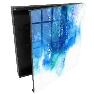 Boîte à clés abstraction bleue avec des accents verts