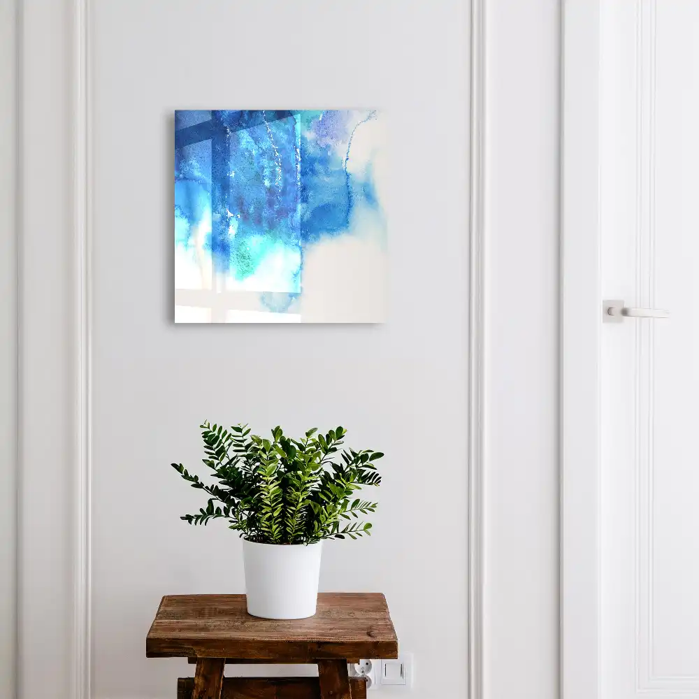 Boîte à clés abstraction bleue avec des accents verts