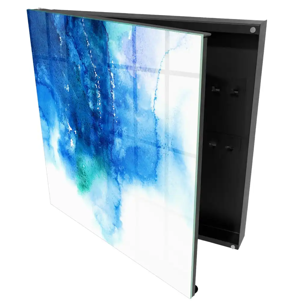 Boîte à clés abstraction bleue avec des accents verts
