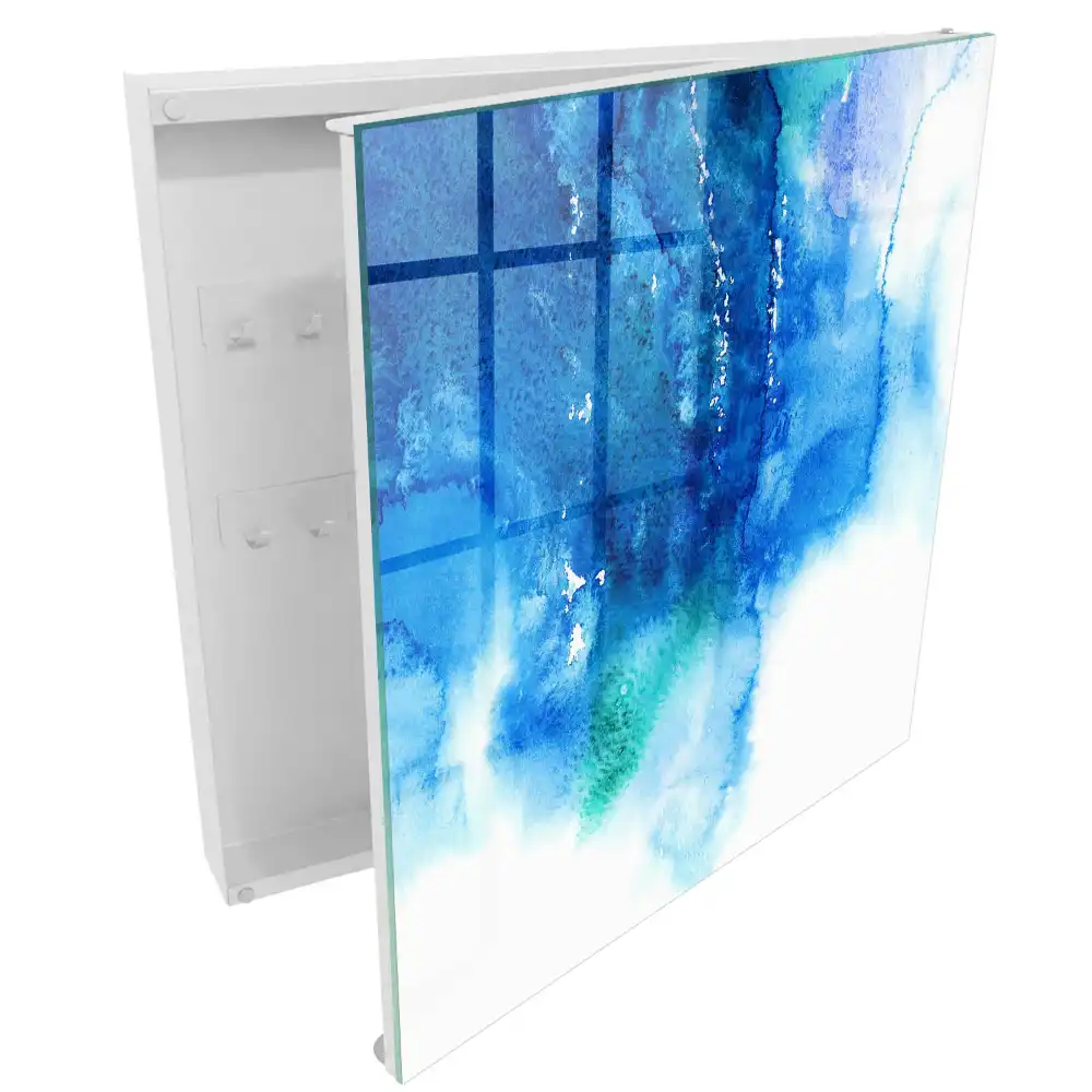Boîte à clés abstraction bleue avec des accents verts