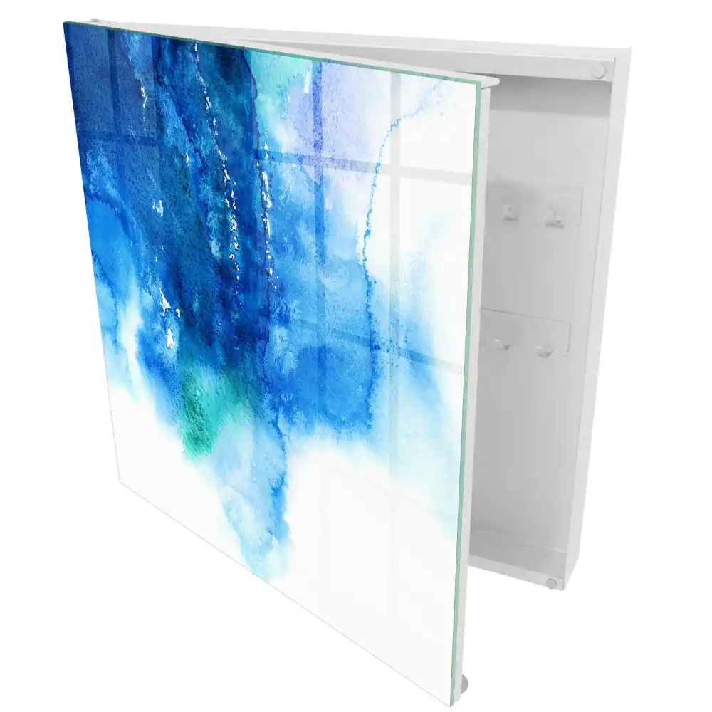 Boîte à clés abstraction bleue avec des accents verts
