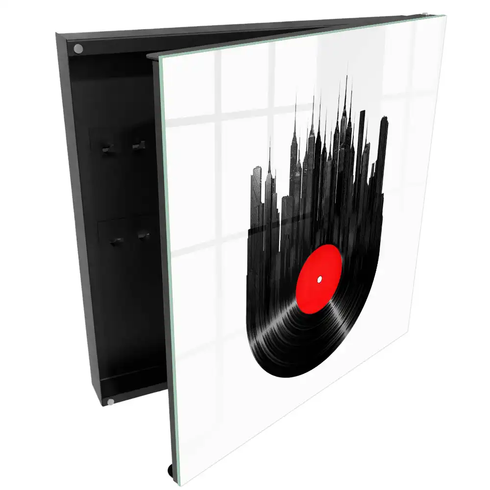 Armoire à clés gratte-ciel urbains en vinyle noir