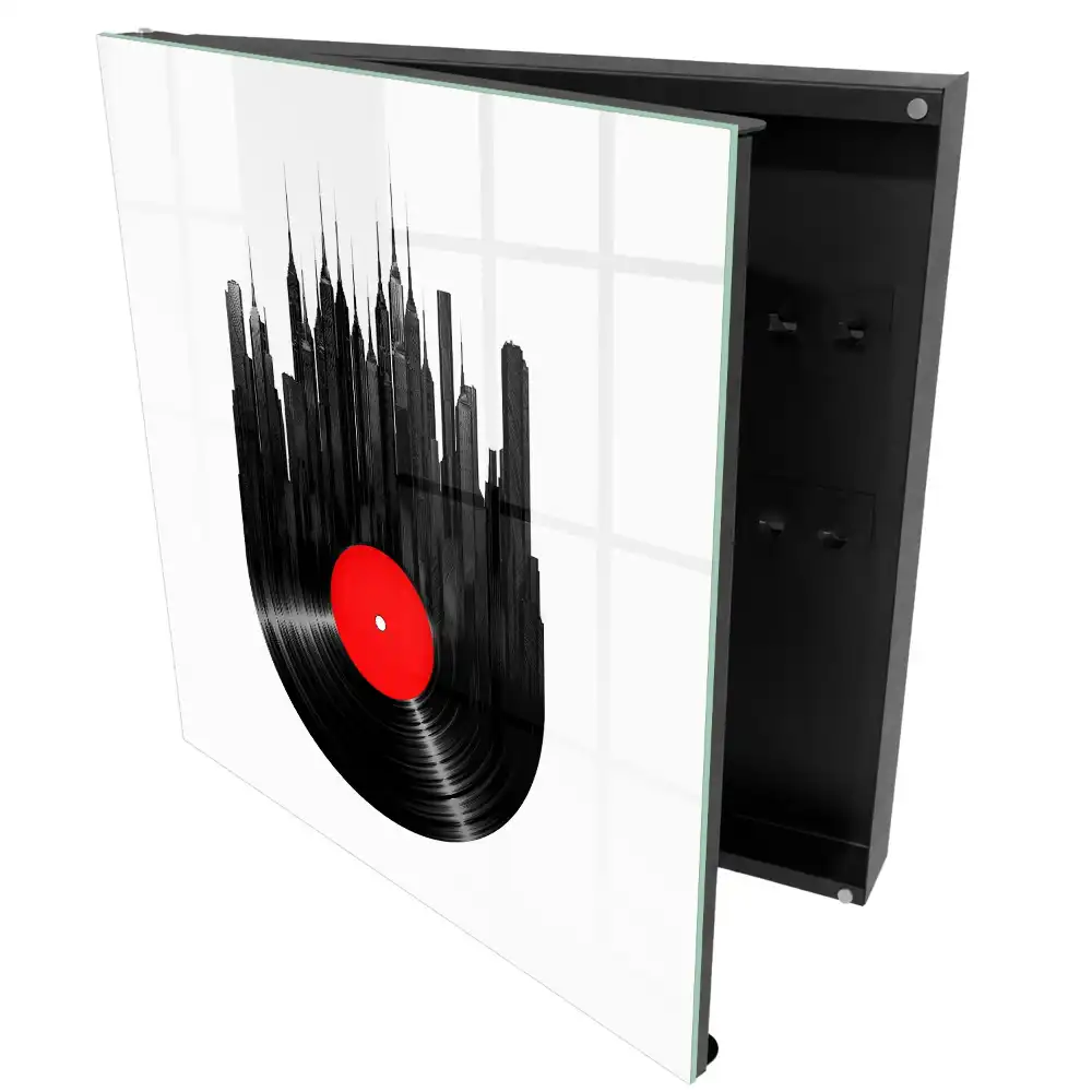 Armoire à clés gratte-ciel urbains en vinyle noir