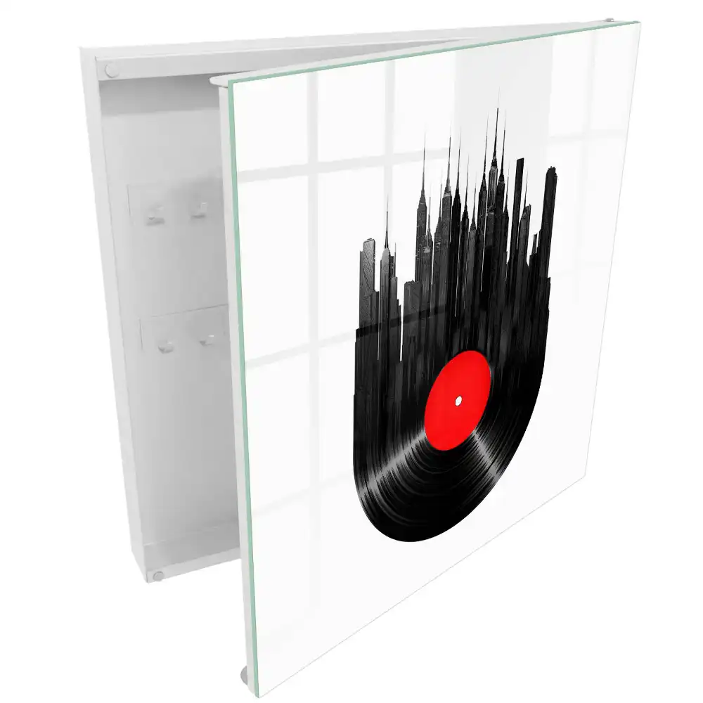 Armoire à clés gratte-ciel urbains en vinyle noir