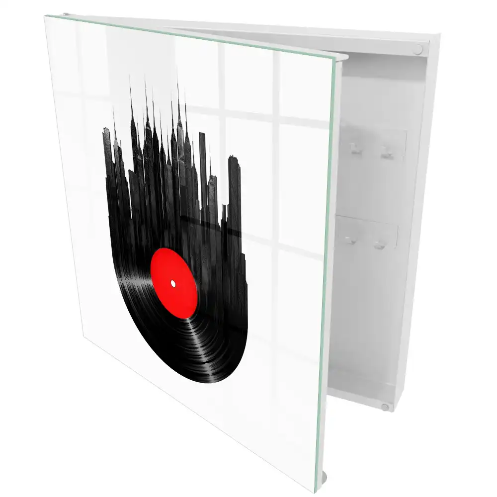 Armoire à clés gratte-ciel urbains en vinyle noir