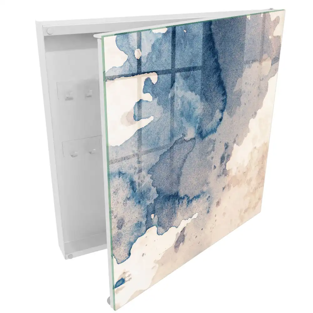 Boîte à clés murale des touches harmonieuses de bleu avec des accents bruns