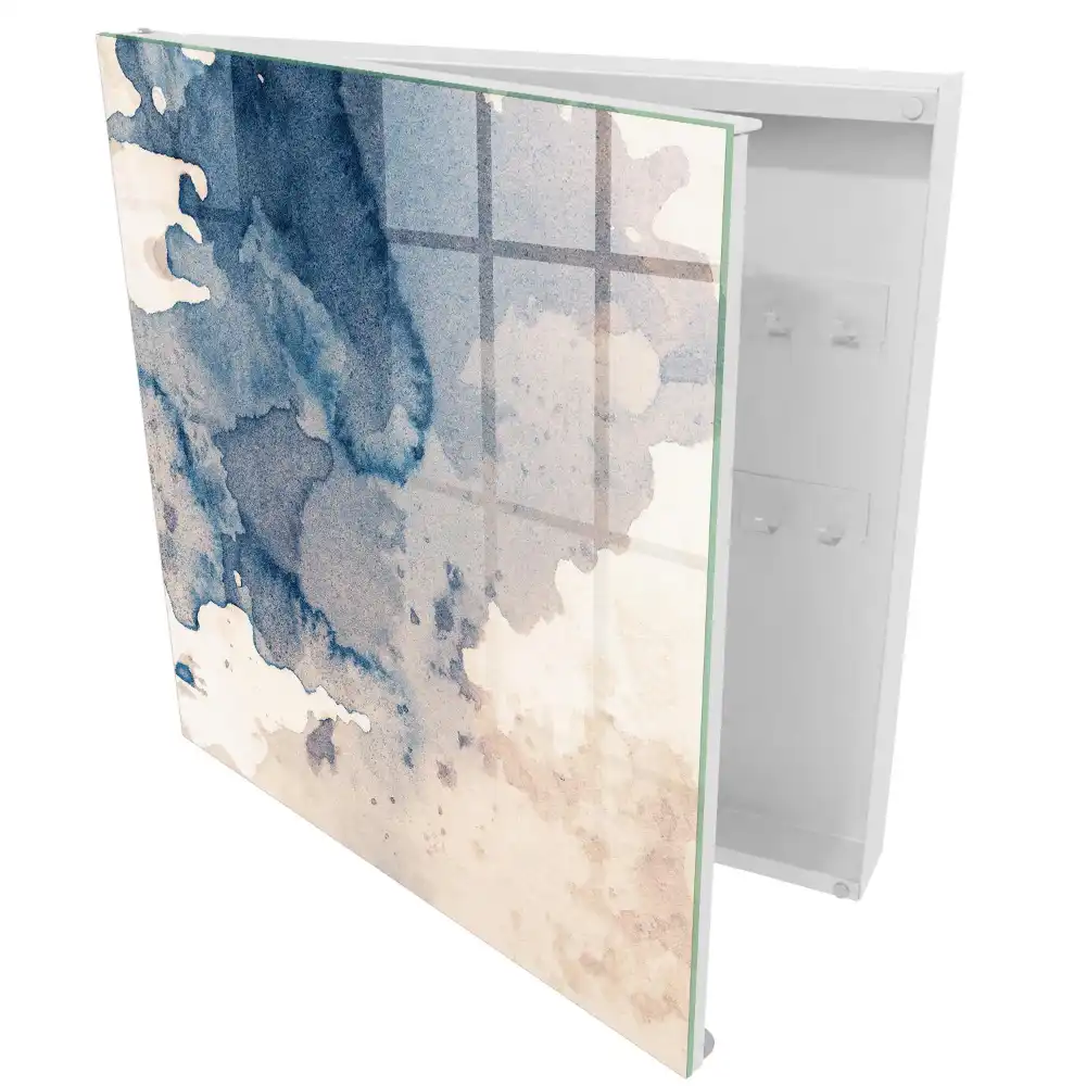 Boîte à clés murale des touches harmonieuses de bleu avec des accents bruns