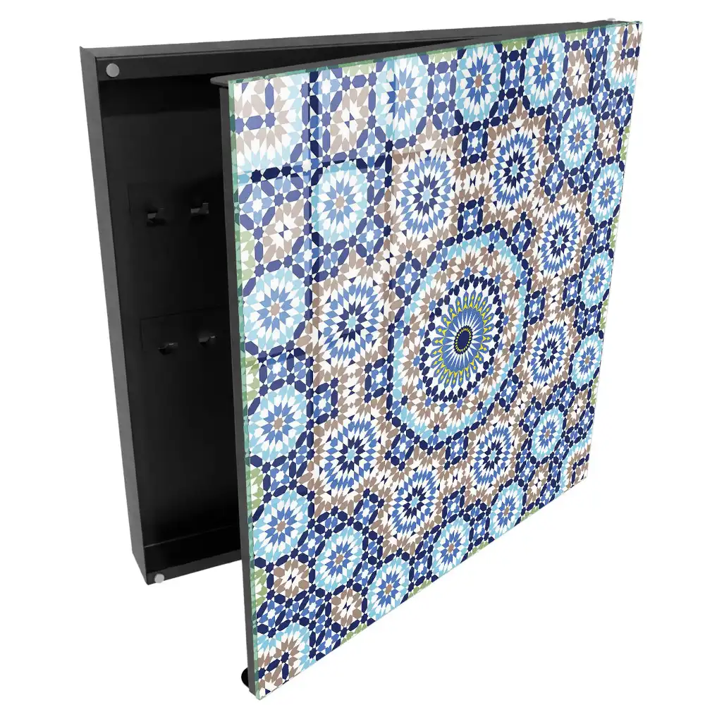 Boîte à clés mosaïques colorées à motifs géométriques
