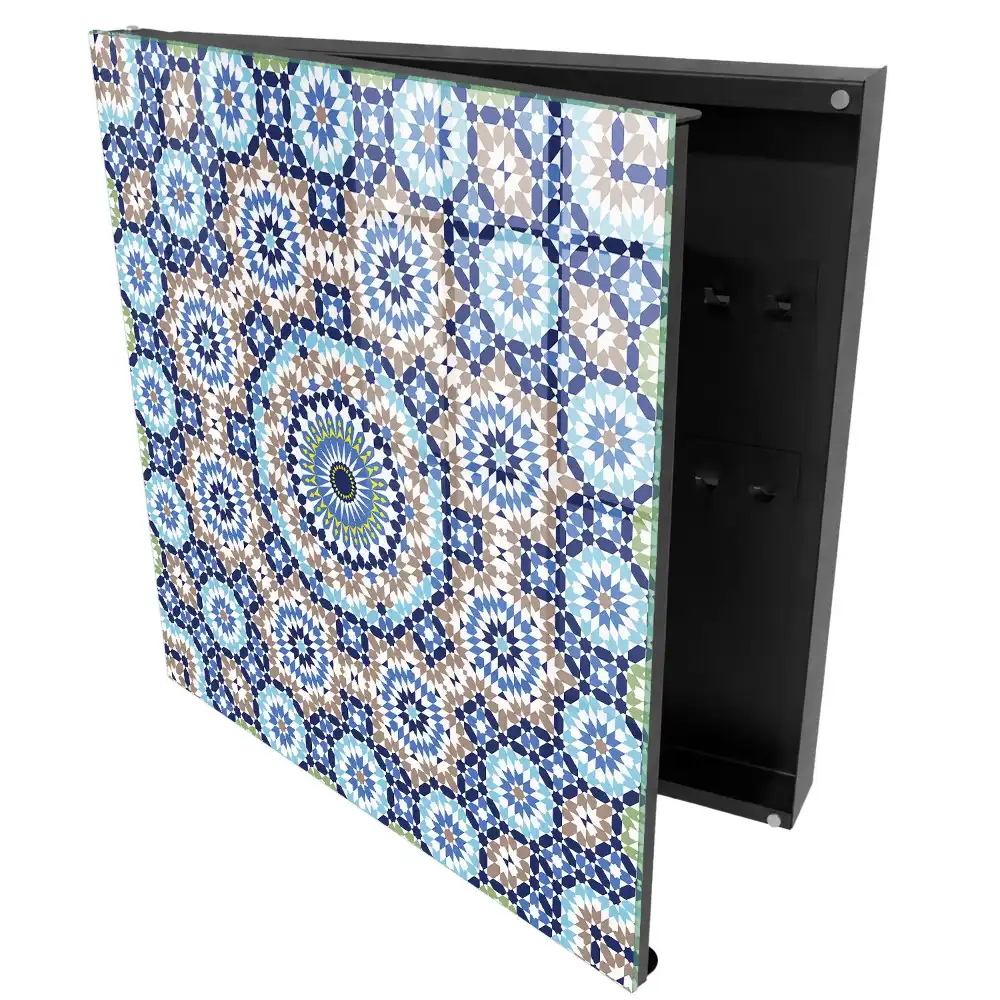Boîte à clés mosaïques colorées à motifs géométriques