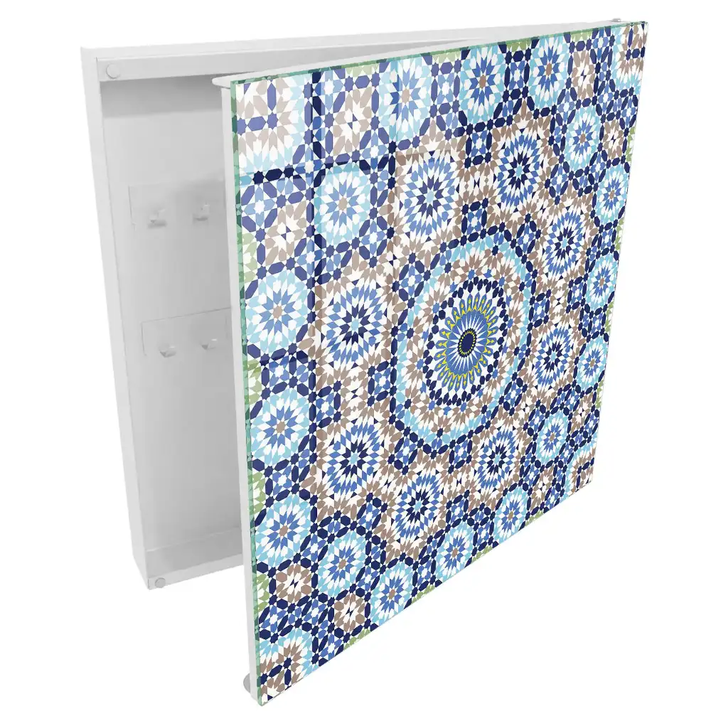 Boîte à clés mosaïques colorées à motifs géométriques