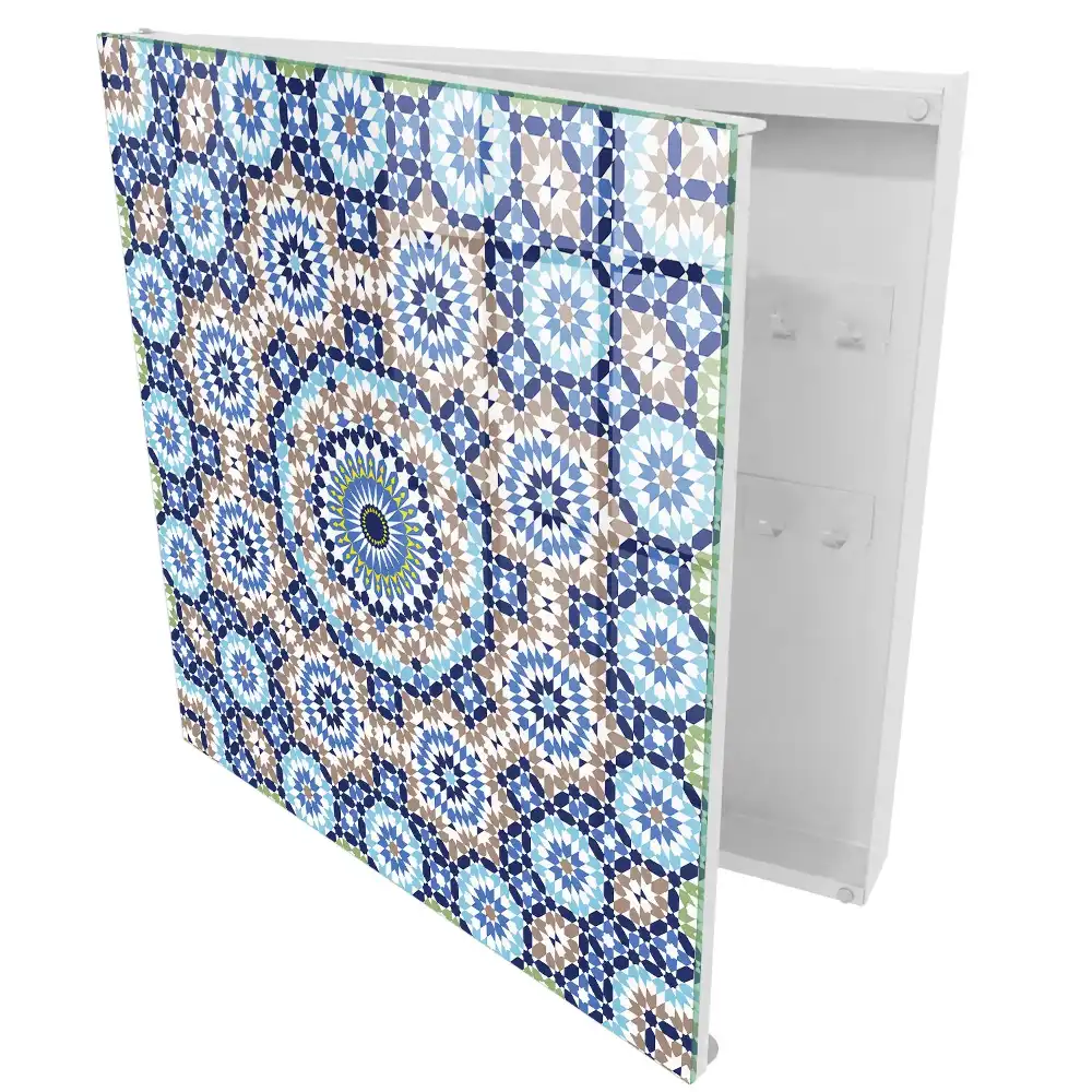 Boîte à clés mosaïques colorées à motifs géométriques