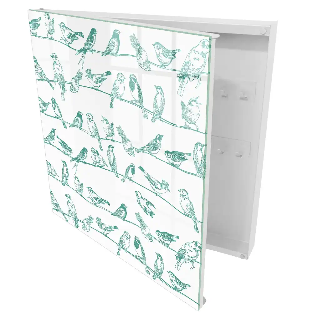 Boîte à clés de jolis oiseaux sur de fines branches