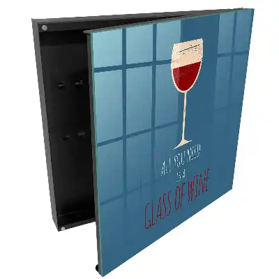 Boîte à clés murale un verre de vin et une inscription inspirante