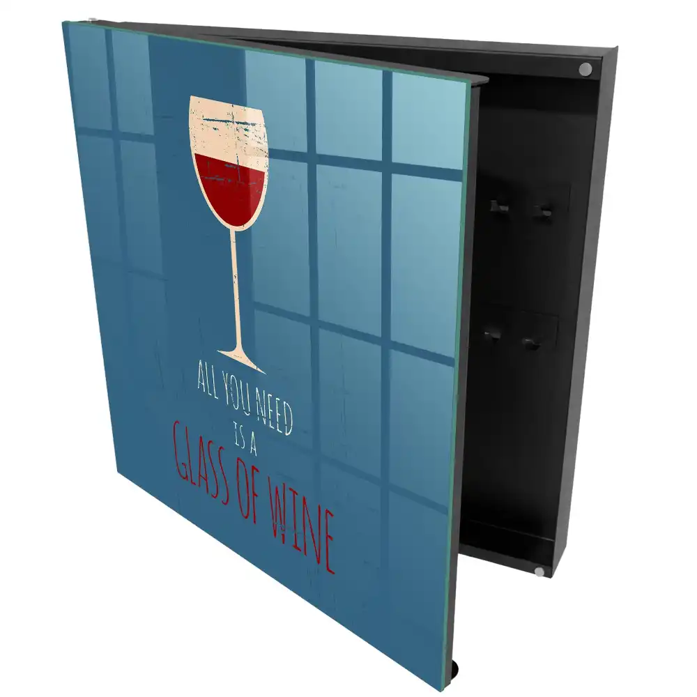 Boîte à clés murale un verre de vin et une inscription inspirante