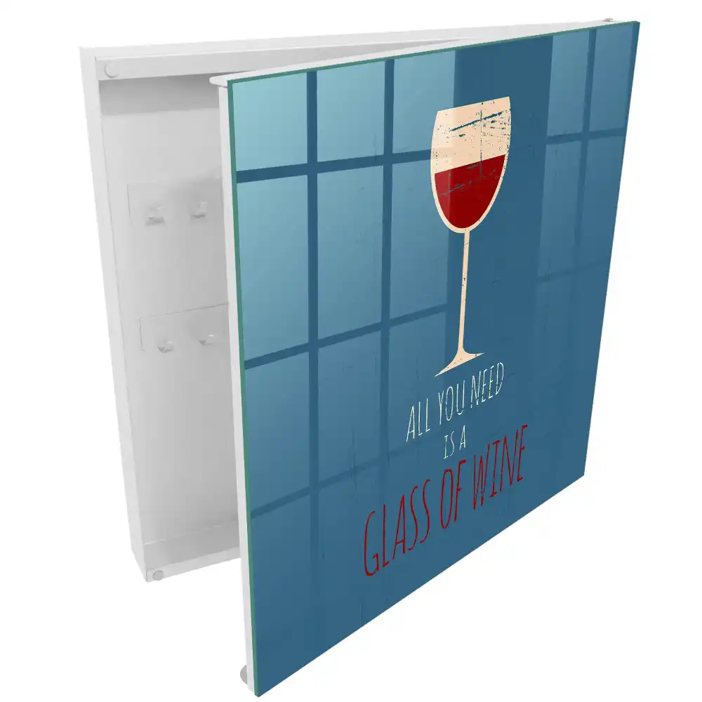 Boîte à clés murale un verre de vin et une inscription inspirante