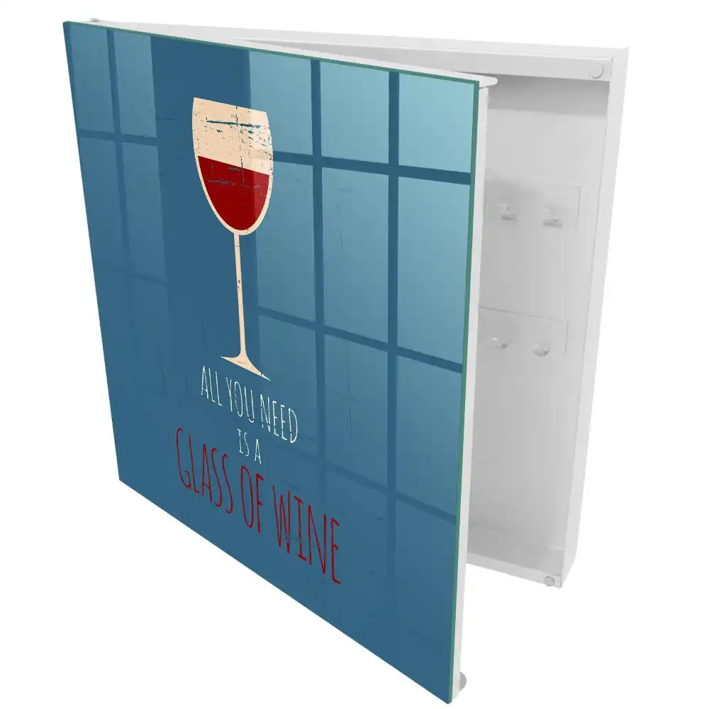 Boîte à clés murale un verre de vin et une inscription inspirante