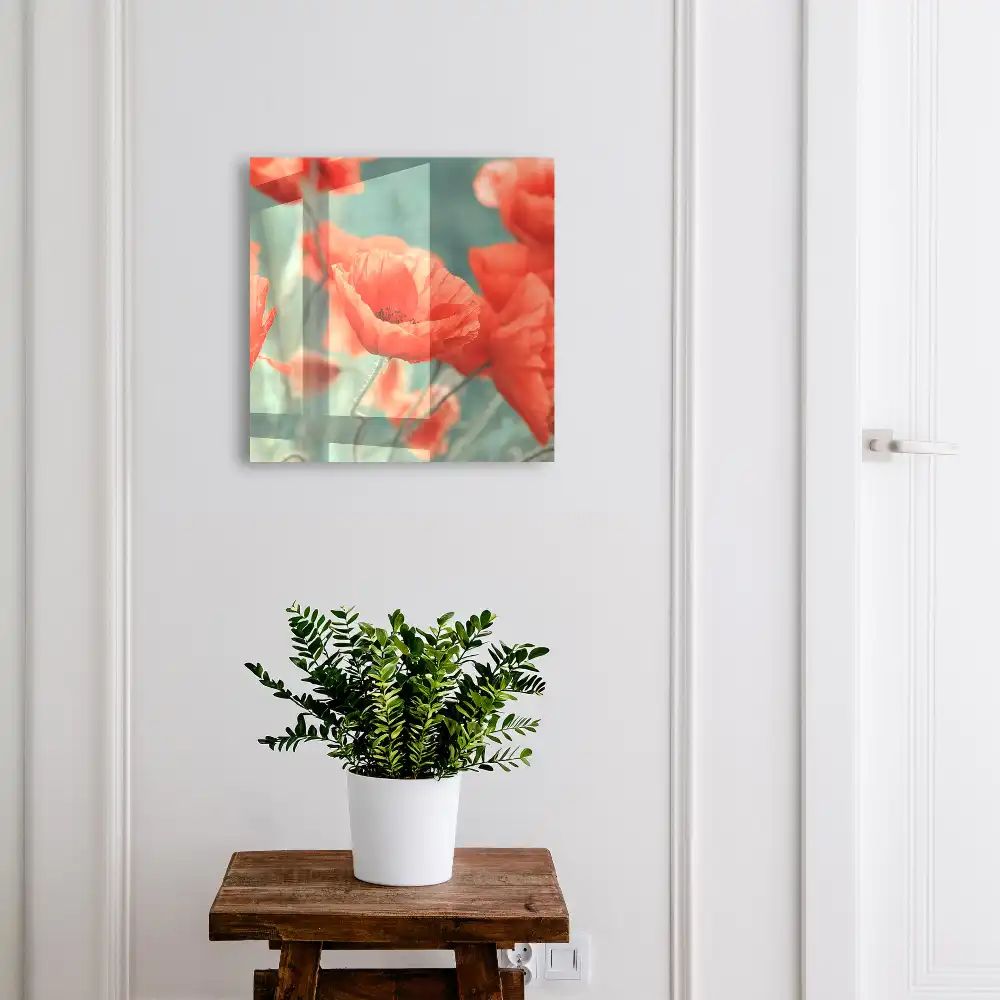 Boîte à clés coquelicots rouges sur fond vert