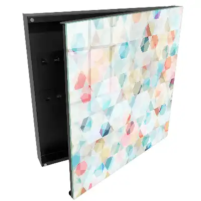 Armoire à clés triangles et hexagones colorés dans des tons pastel