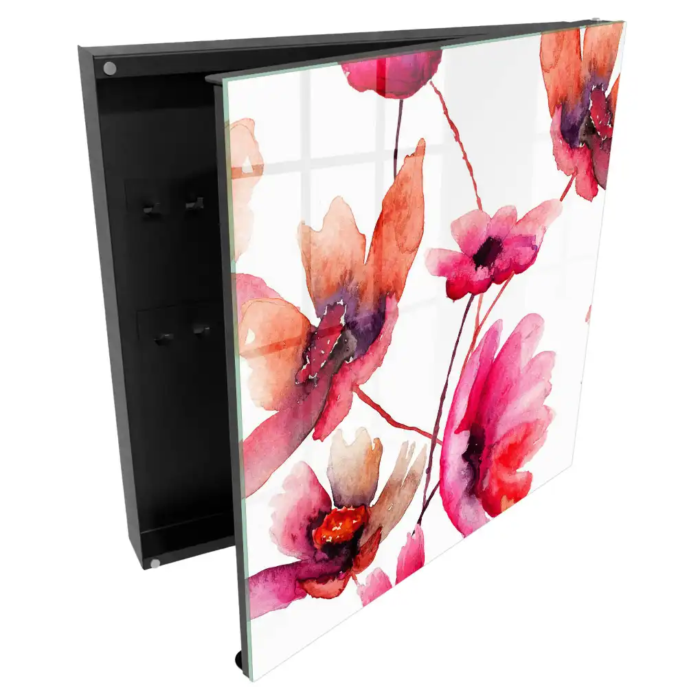 Armoire à clés fleurs à l'aquarelle et la délicatesse des couleurs