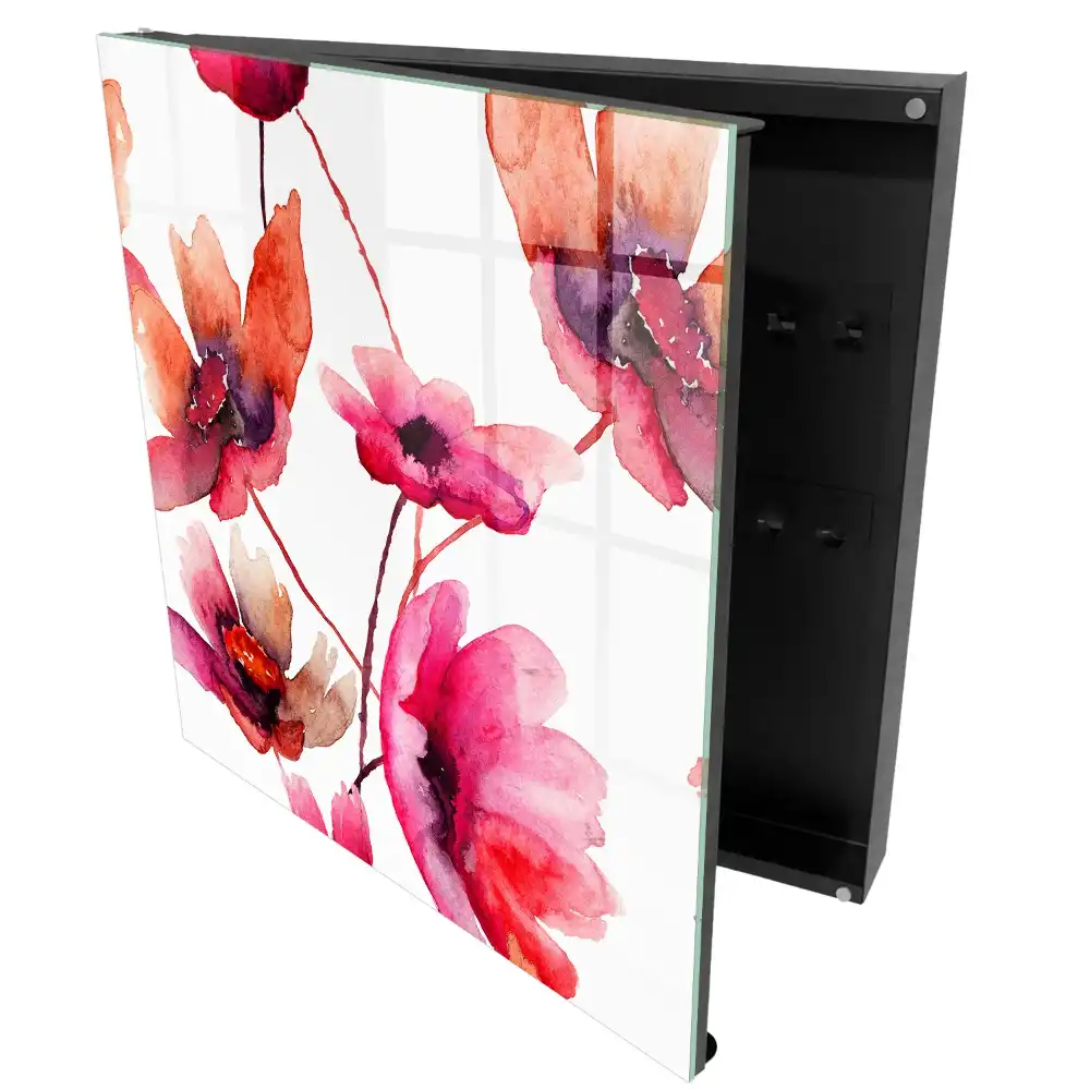 Armoire à clés fleurs à l'aquarelle et la délicatesse des couleurs