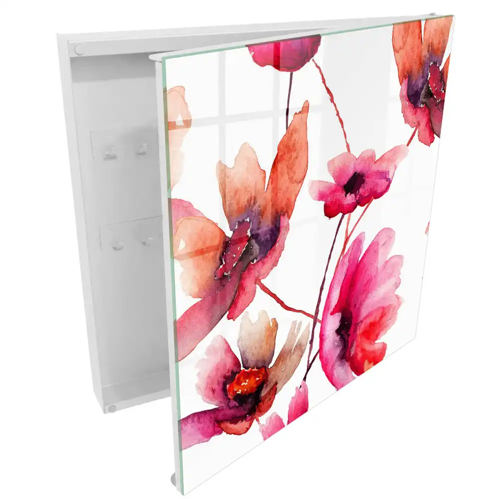 Armoire à clés fleurs à l'aquarelle et la délicatesse des couleurs