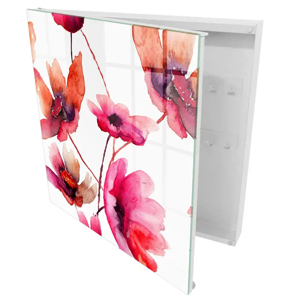 Armoire à clés fleurs à l'aquarelle et la délicatesse des couleurs