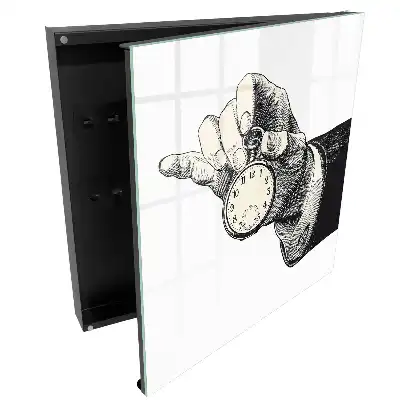 Boîte à clés murale montre rétro avec aiguille noire et blanche