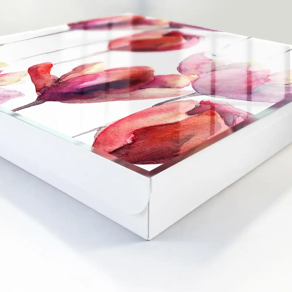Armoire à clés tulipes à l'aquarelle dans des tons de rouge et de rose