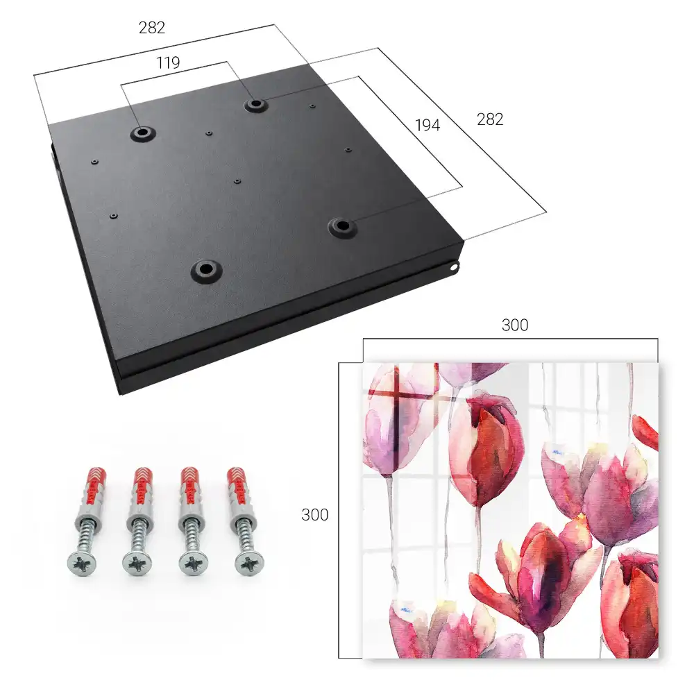 Armoire à clés tulipes à l'aquarelle dans des tons de rouge et de rose